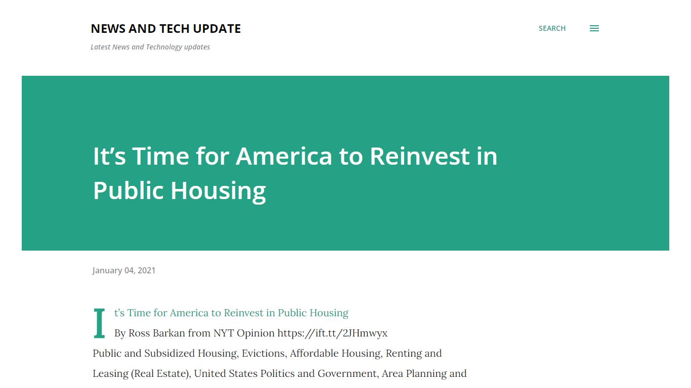 It’s Time for America to Reinvest in Public Housing